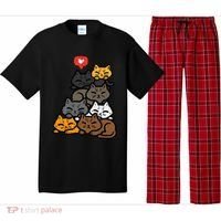 Cat Pile Heart Kawaii Kitten Anime Pajama Set thumb 0
