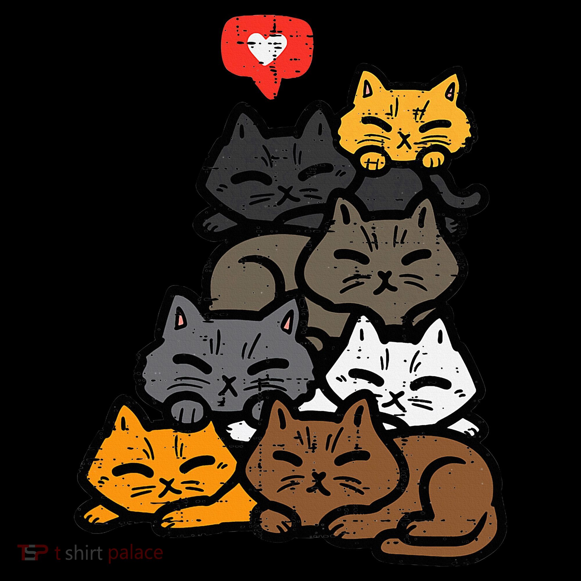 Cat Pile Heart Kawaii Kitten Anime Women's Hoodie