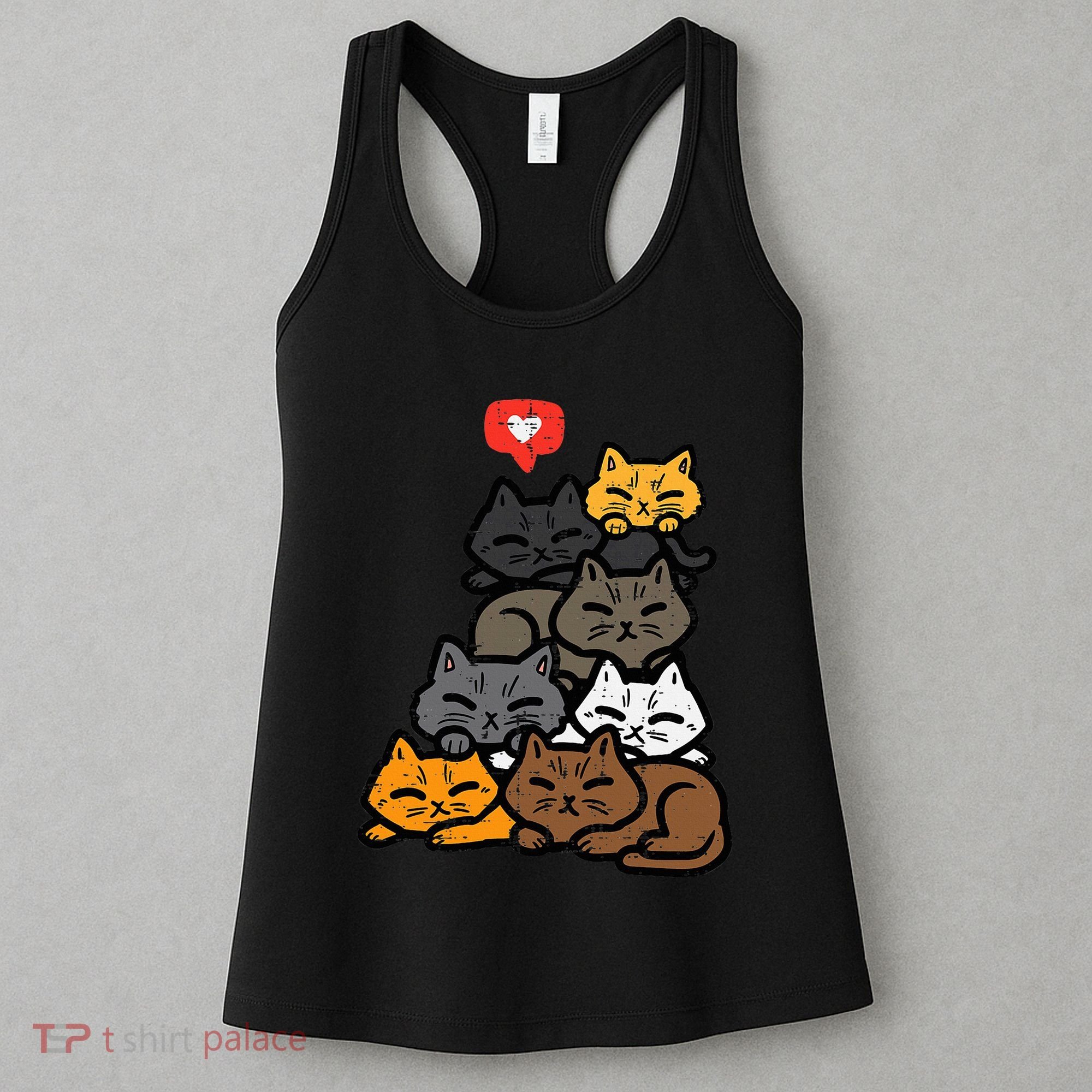 Cat Pile Heart Kawaii Kitten Anime Women's Tank Top