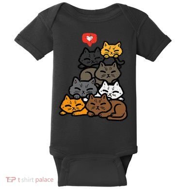 Cat Pile Heart Kawaii Kitten Anime Baby Bodysuit