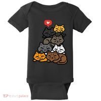 Cat Pile Heart Kawaii Kitten Anime Baby Bodysuit thumb 0