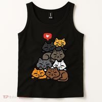 Cat Pile Heart Kawaii Kitten Anime Tank Top thumb 2