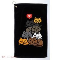 Cat Pile Heart Kawaii Kitten Anime Golf Towel thumb 0