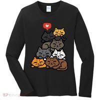 Cat Pile Heart Kawaii Kitten Anime Women's Long Sleeve Shirt thumb 0