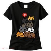 Cat Pile Heart Kawaii Kitten Anime Women's T-Shirt thumb 0