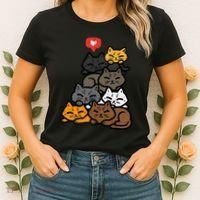 Cat Pile Heart Kawaii Kitten Anime Women's T-Shirt thumb 2