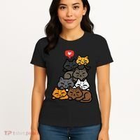 Cat Pile Heart Kawaii Kitten Anime Women's T-Shirt thumb 4