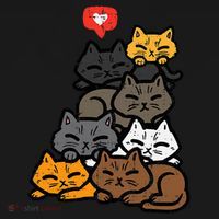 Cat Pile Heart Kawaii Kitten Anime Women's T-Shirt thumb 6