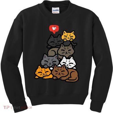 Cat Pile Heart Kawaii Kitten Anime Kids Sweatshirt
