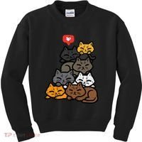 Cat Pile Heart Kawaii Kitten Anime Kids Sweatshirt thumb 0