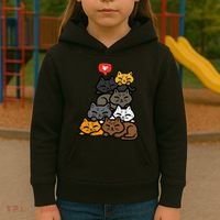 Cat Pile Heart Kawaii Kitten Anime Kids Hoodie thumb 3