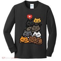 Cat Pile Heart Kawaii Kitten Anime Kids Long Sleeve Shirt thumb 0