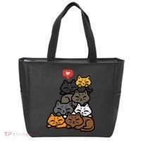 Cat Pile Heart Kawaii Kitten Anime Tote Bag thumb 0