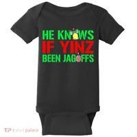 Christmas Pittsburghese He Knows If Yinz Been Jagoffs Baby Bodysuit thumb 0