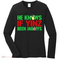 Christmas Pittsburghese He Knows If Yinz Been Jagoffs Women's Long Sleeve Shirt thumb 0