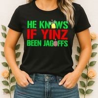 Christmas Pittsburghese He Knows If Yinz Been Jagoffs Women's T-Shirt thumb 2