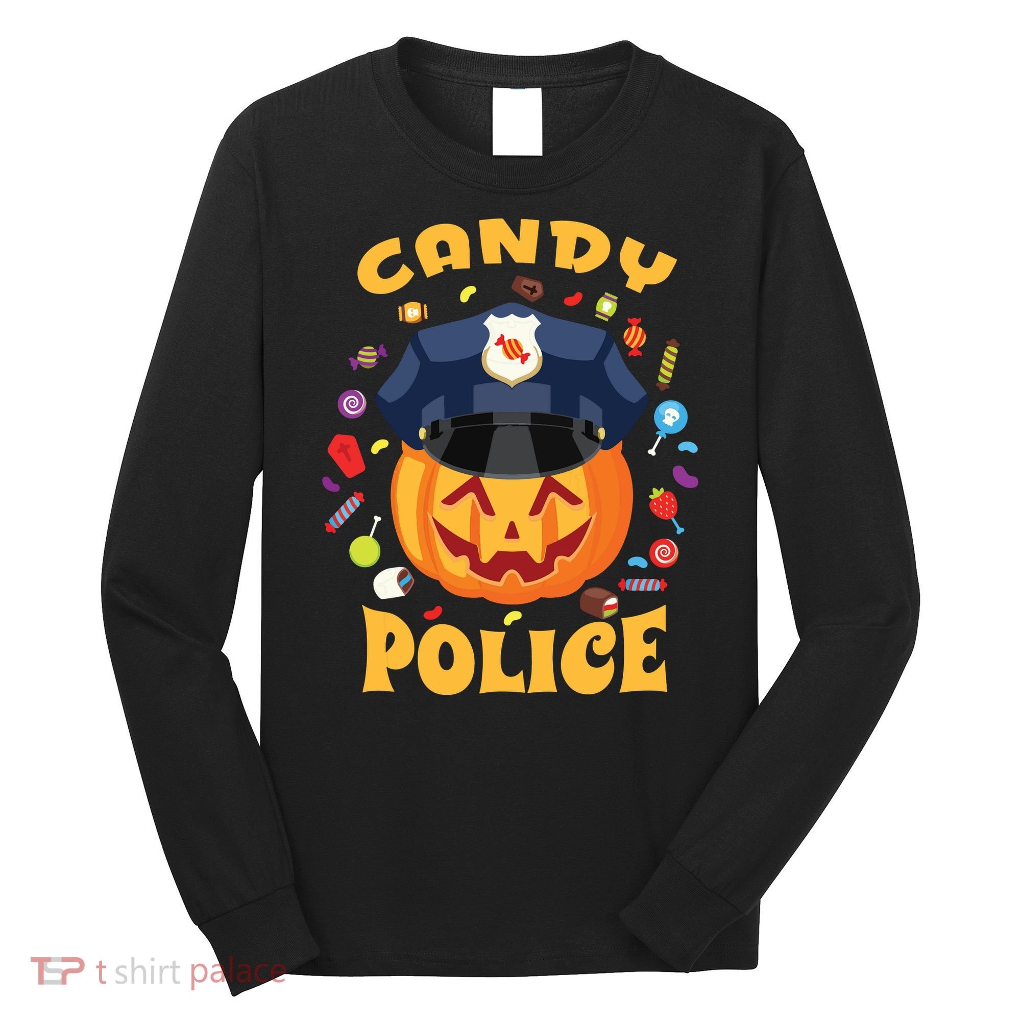 Candy Police Halloween Party Costume Security Funny Long Sleeve Shirt