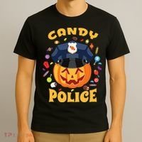Candy Police Halloween Party Costume Security Funny T-Shirt thumb 3