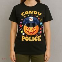Candy Police Halloween Party Costume Security Funny T-Shirt thumb 4