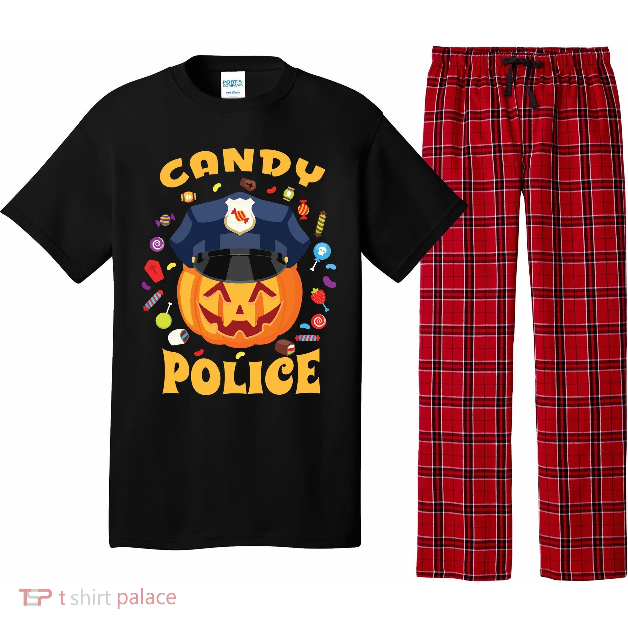 Candy Police Halloween Party Costume Security Funny Pajama Set