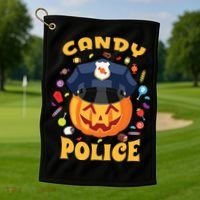 Candy Police Halloween Party Costume Security Funny Golf Towel thumb 1