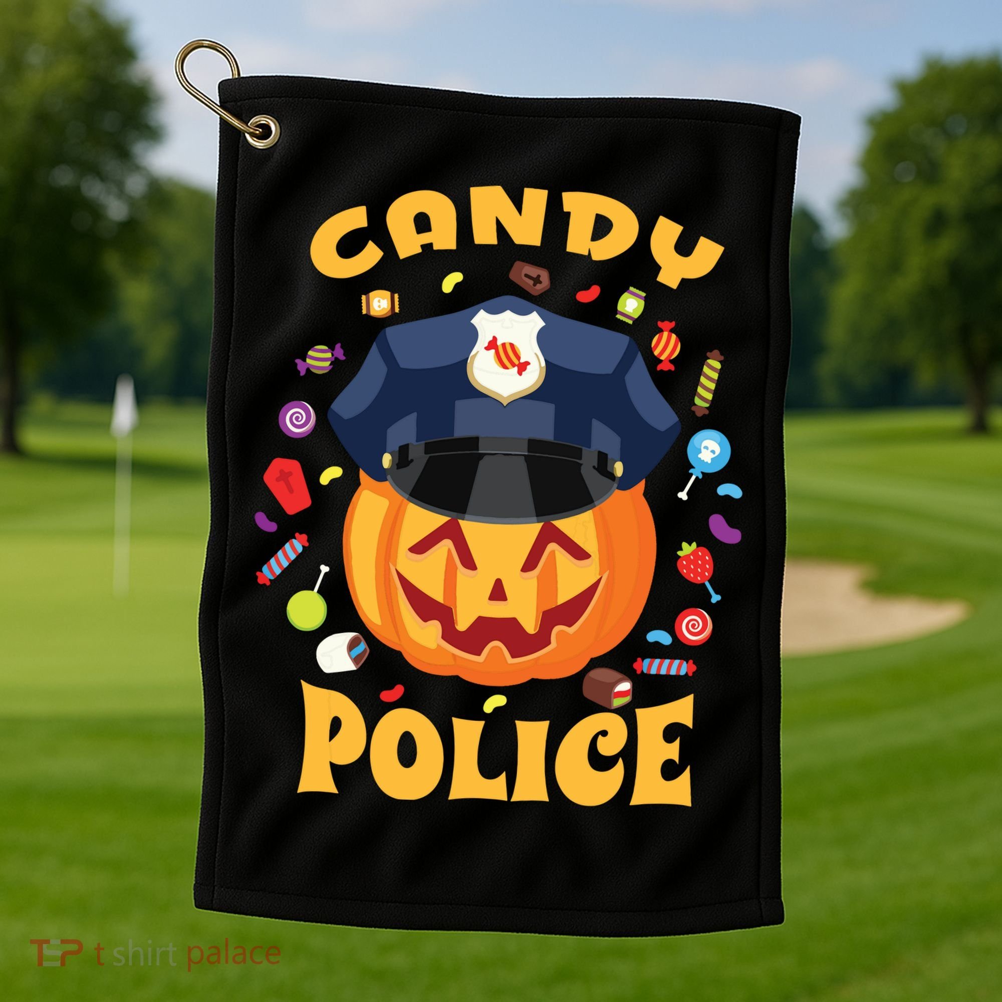 Candy Police Halloween Party Costume Security Funny Golf Towel