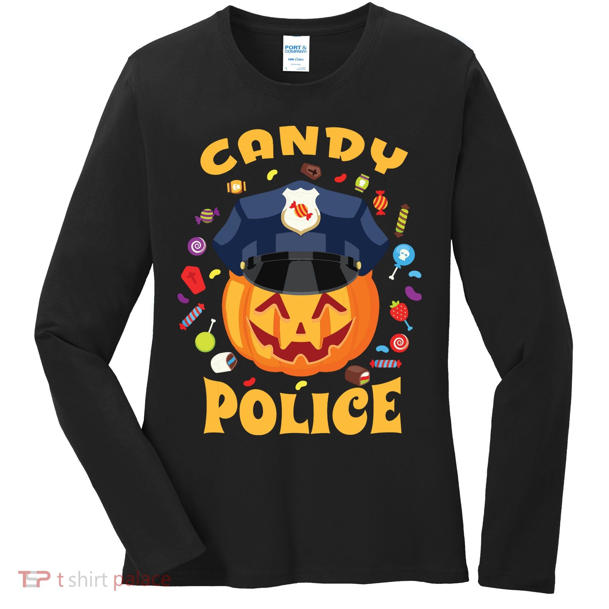 Candy Police Halloween Party Costume Security Funny Women's Long Sleeve Shirt