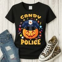 Candy Police Halloween Party Costume Security Funny Women's T-Shirt thumb 3