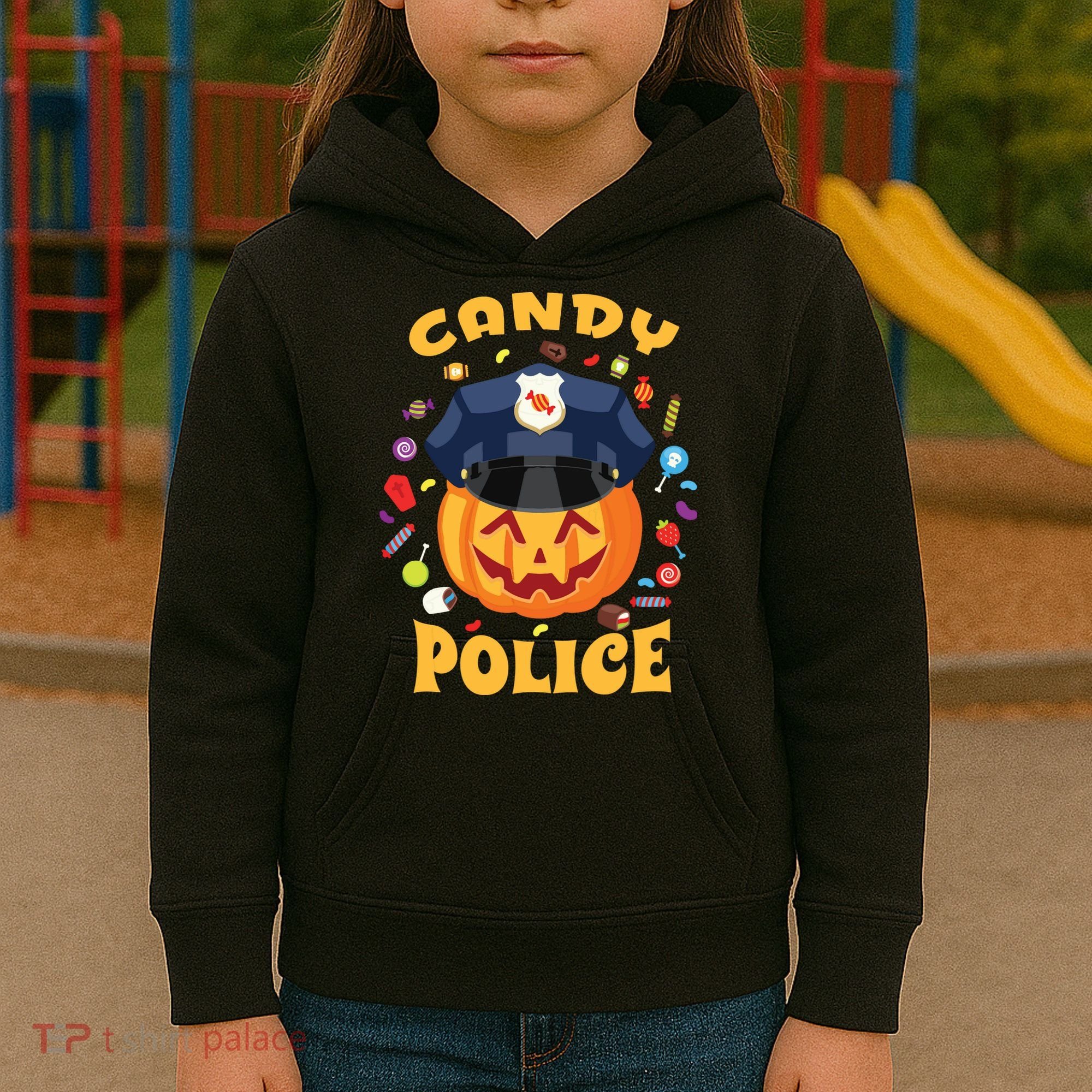 Candy Police Halloween Party Costume Security Funny Kids Hoodie