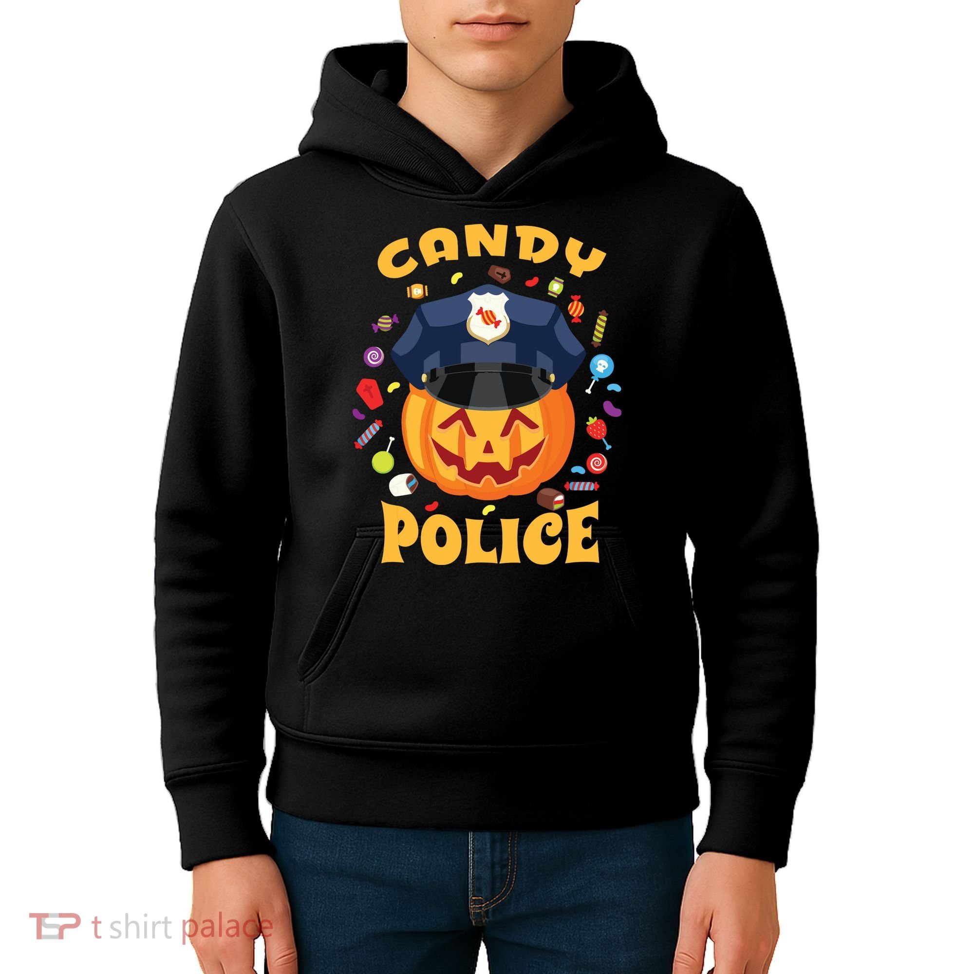 Candy Police Halloween Party Costume Security Funny Kids Hoodie