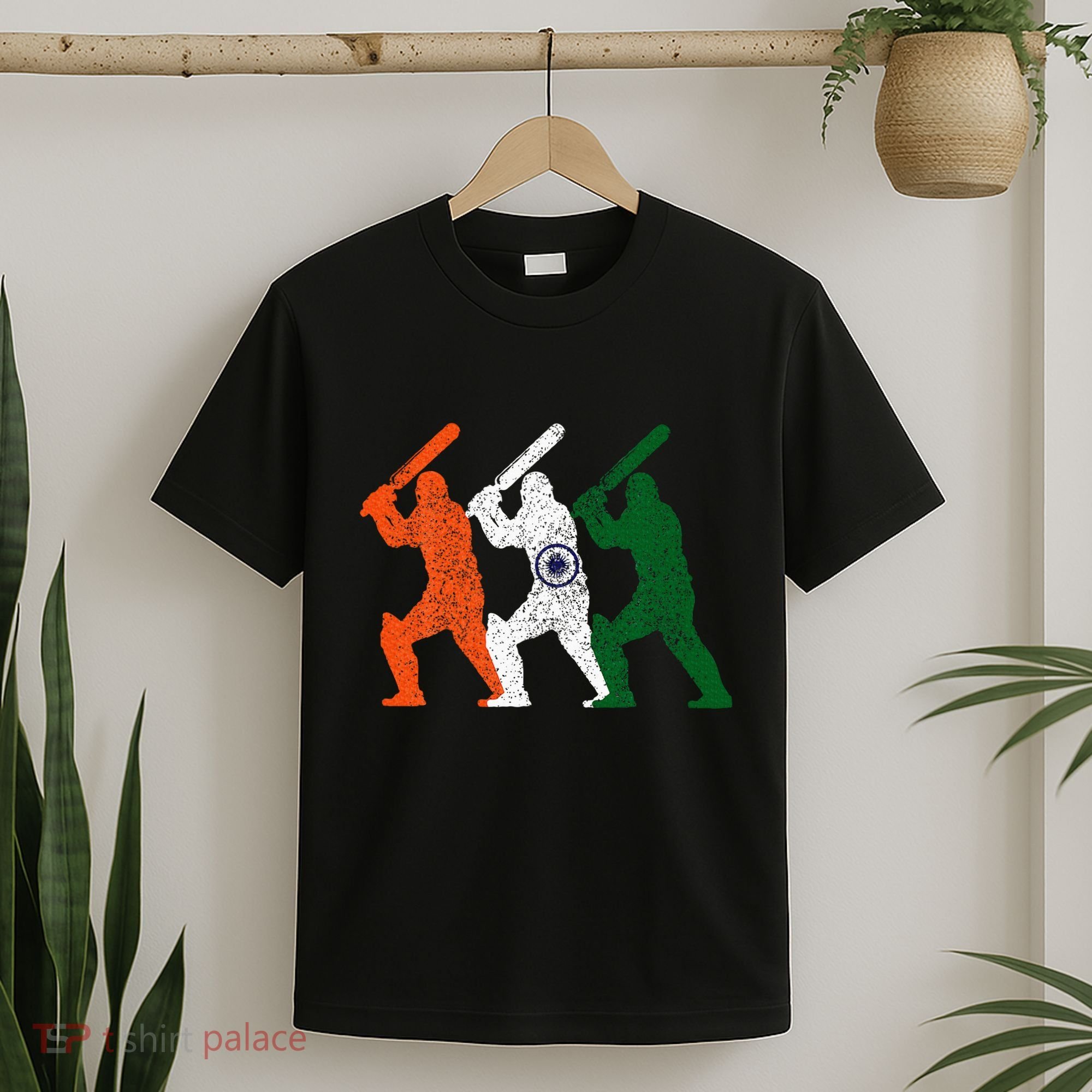 Cricket Player Indian Flag Vintage India Cricket T-Shirt
