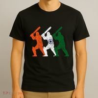Cricket Player Indian Flag Vintage India Cricket T-Shirt thumb 3