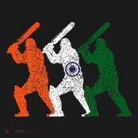 Cricket Player Indian Flag Vintage India Cricket T-Shirt thumb 7