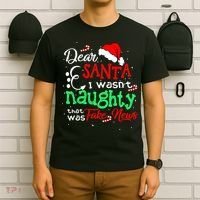 Christmas Pajama I Wasn't Naughty Dear Santa Fake News T-Shirt thumb 6
