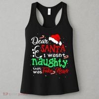 Christmas Pajama I Wasn't Naughty Dear Santa Fake News Women's Tank Top thumb 3