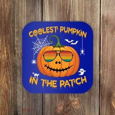 Coolest Pumpkin In The Patch Funny Pumpkin Sunglasses Gift Coaster