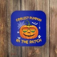 Coolest Pumpkin In The Patch Funny Pumpkin Sunglasses Gift Coaster thumb 0