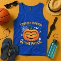 Coolest Pumpkin In The Patch Funny Pumpkin Sunglasses Gift Tank Top thumb 4
