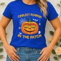 Coolest Pumpkin In The Patch Funny Pumpkin Sunglasses Gift Women's T-Shirt thumb 2