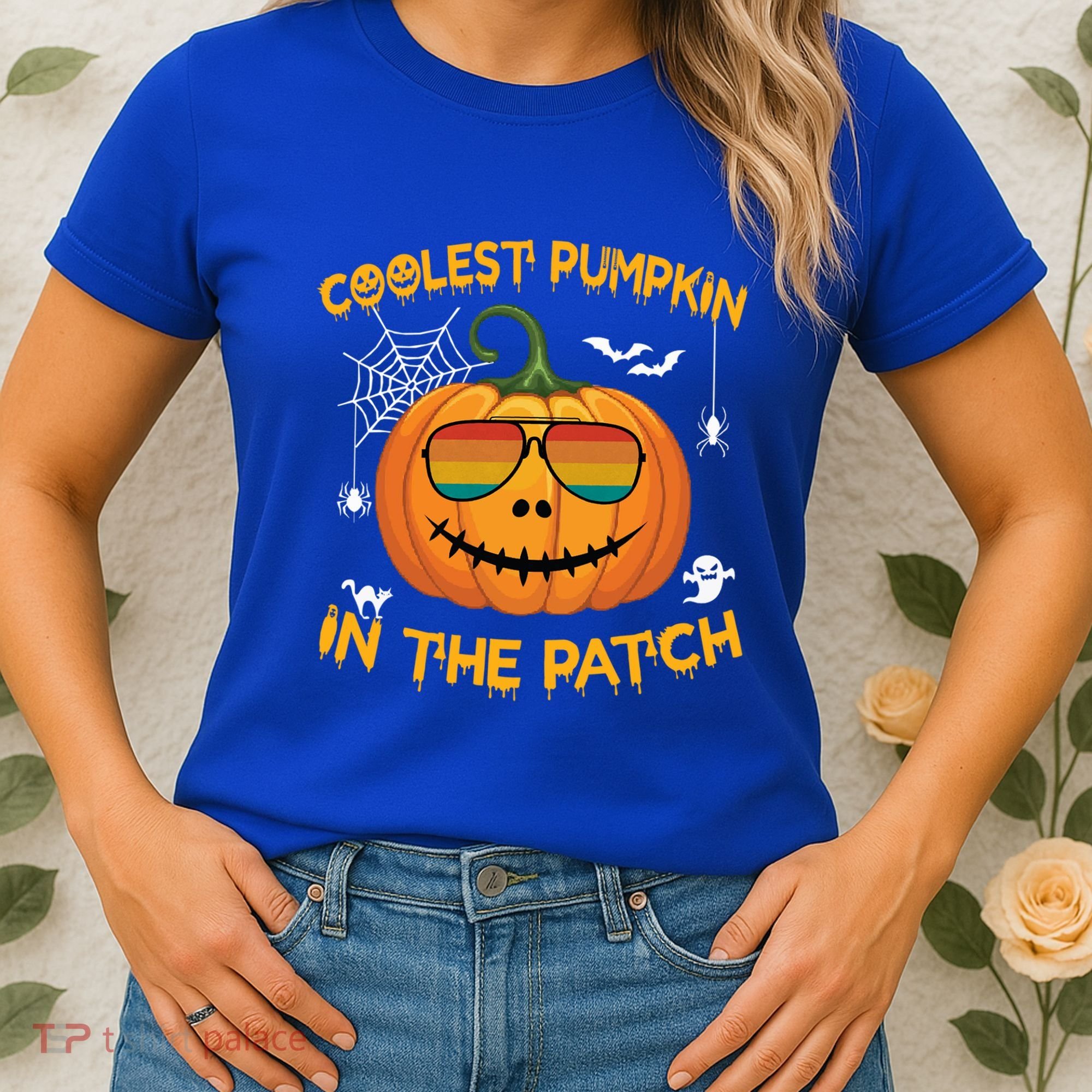 Coolest Pumpkin In The Patch Funny Pumpkin Sunglasses Gift Women's T-Shirt
