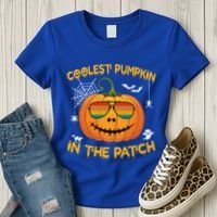Coolest Pumpkin In The Patch Funny Pumpkin Sunglasses Gift Women's T-Shirt thumb 3