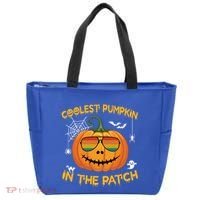 Coolest Pumpkin In The Patch Funny Pumpkin Sunglasses Gift Tote Bag thumb 0