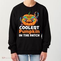 Coolest Pumpkin In The Patch Autism Halloween Gift Women's Sweatshirt thumb 0