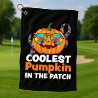 Coolest Pumpkin In The Patch Autism Halloween Gift Golf Towel thumb 1
