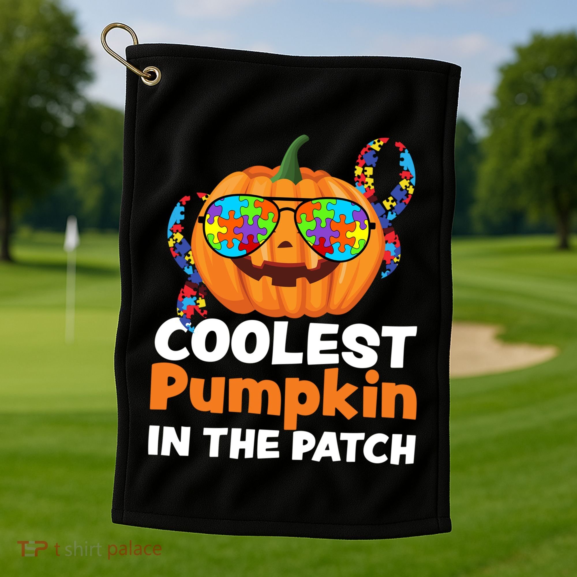 Coolest Pumpkin In The Patch Autism Halloween Gift Golf Towel