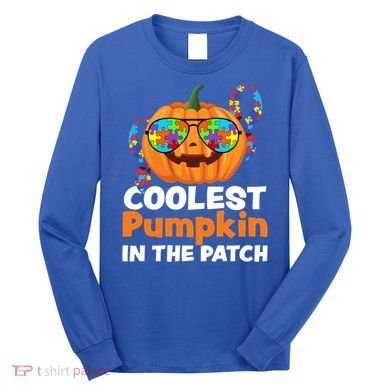 Coolest Pumpkin In The Patch Autism Halloween Gift Long Sleeve Shirt