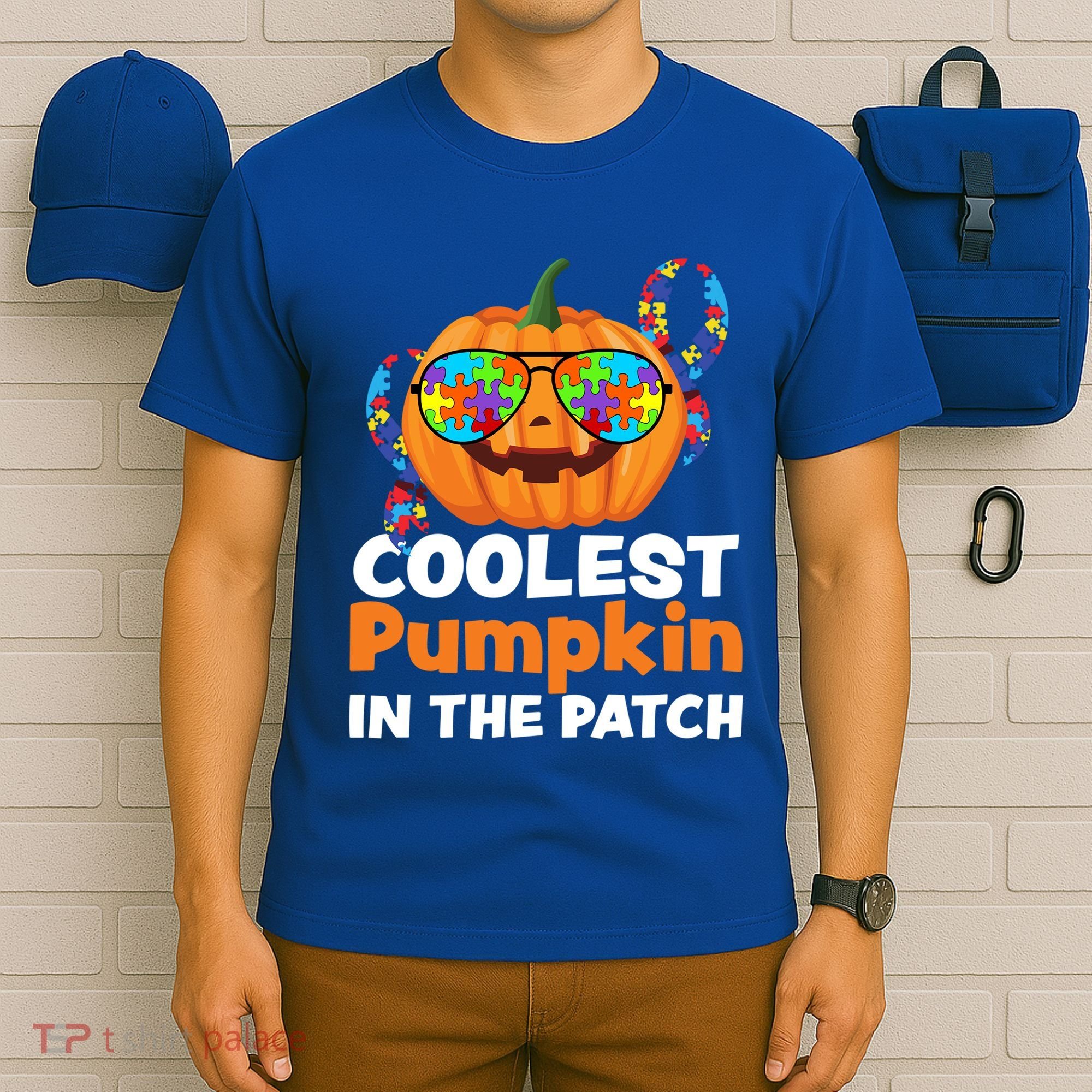 Coolest Pumpkin In The Patch Autism Halloween Gift T-Shirt
