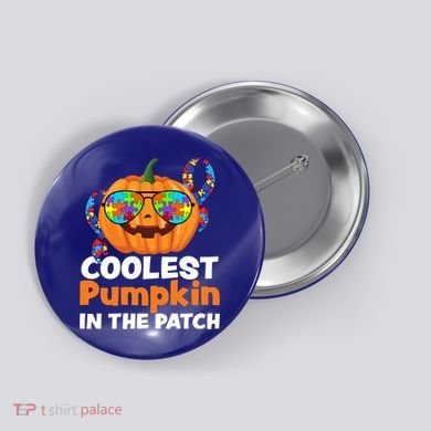 Coolest Pumpkin In The Patch Autism Halloween Gift Button