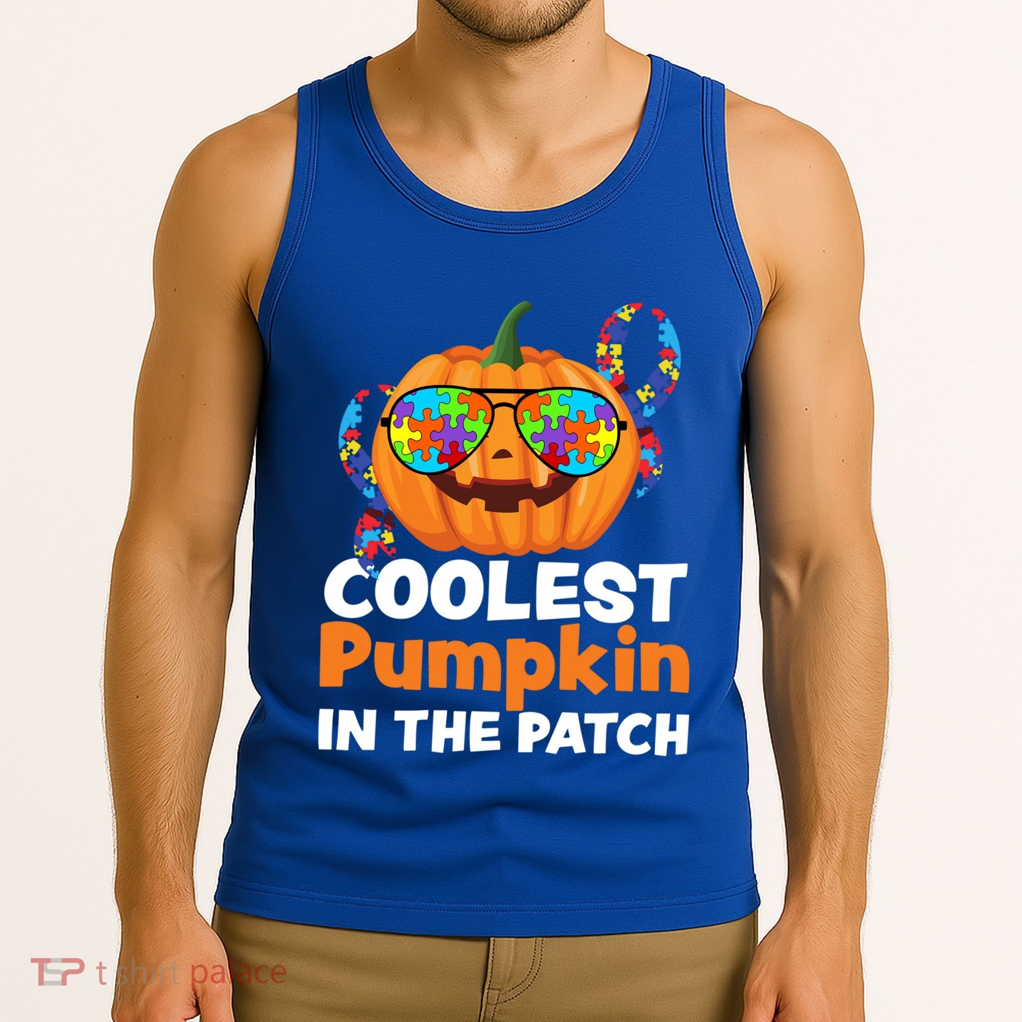 Coolest Pumpkin In The Patch Autism Halloween Gift Tank Top