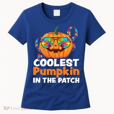 Coolest Pumpkin In The Patch Autism Halloween Gift Women's T-Shirt